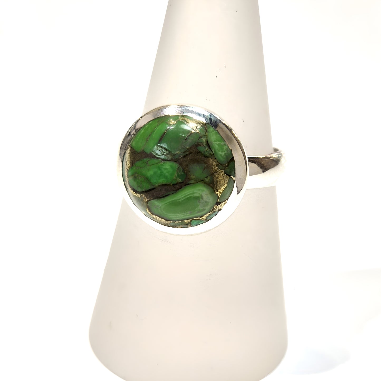 Green Copper Turquoise Ring - Round