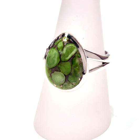 Green Copper Turquoise Ring - Teardrop