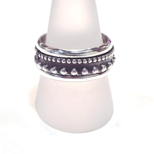 Decorative Beaded Sterling Silver Band