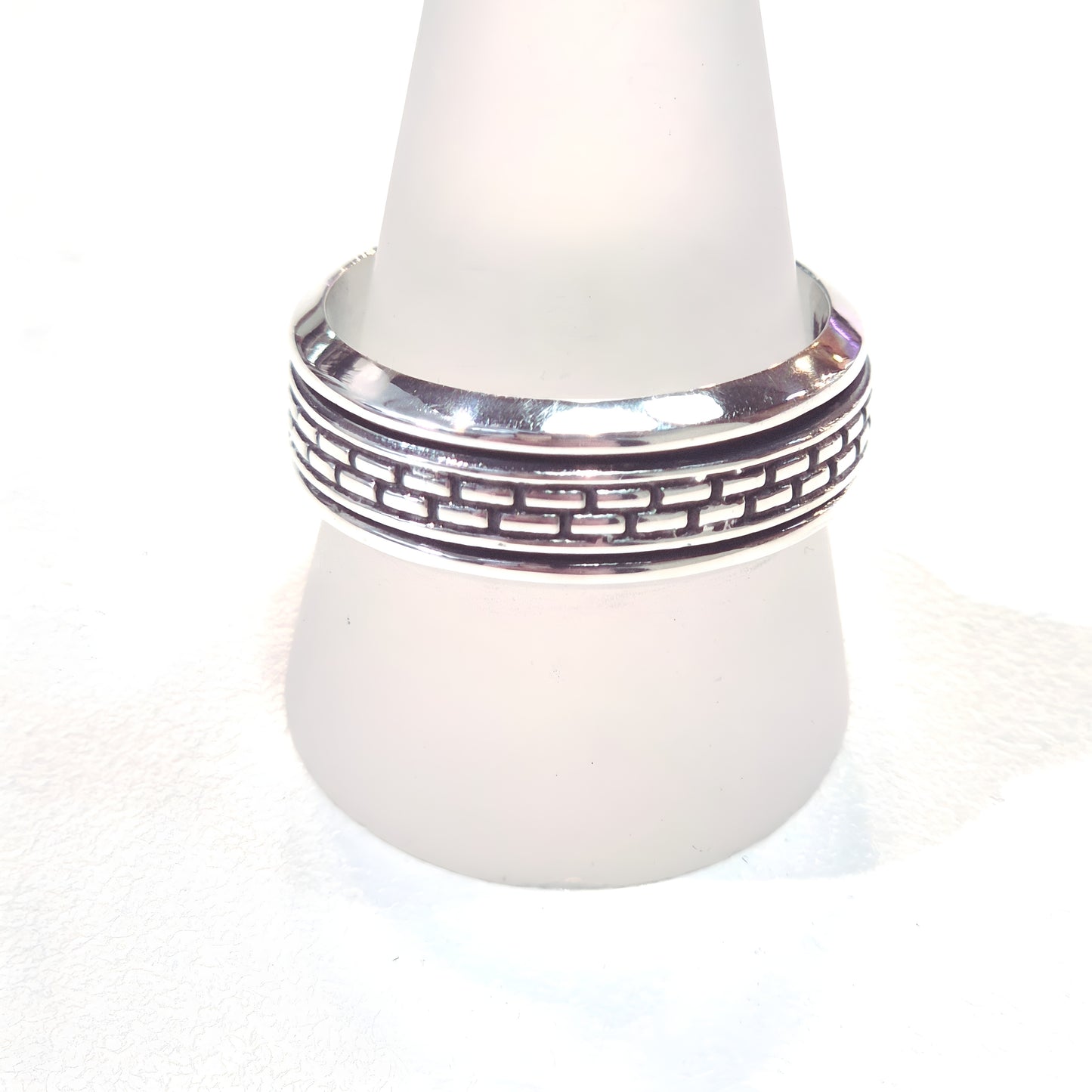 Brick Pattern Sterling Silver Spinner Ring