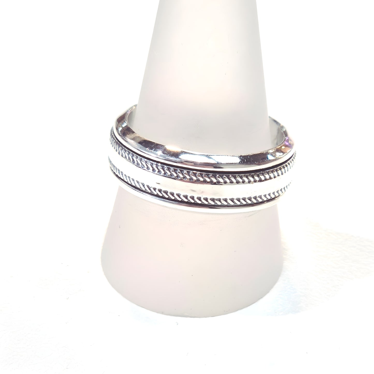 Rope Detail Sterling Silver Spinner Ring