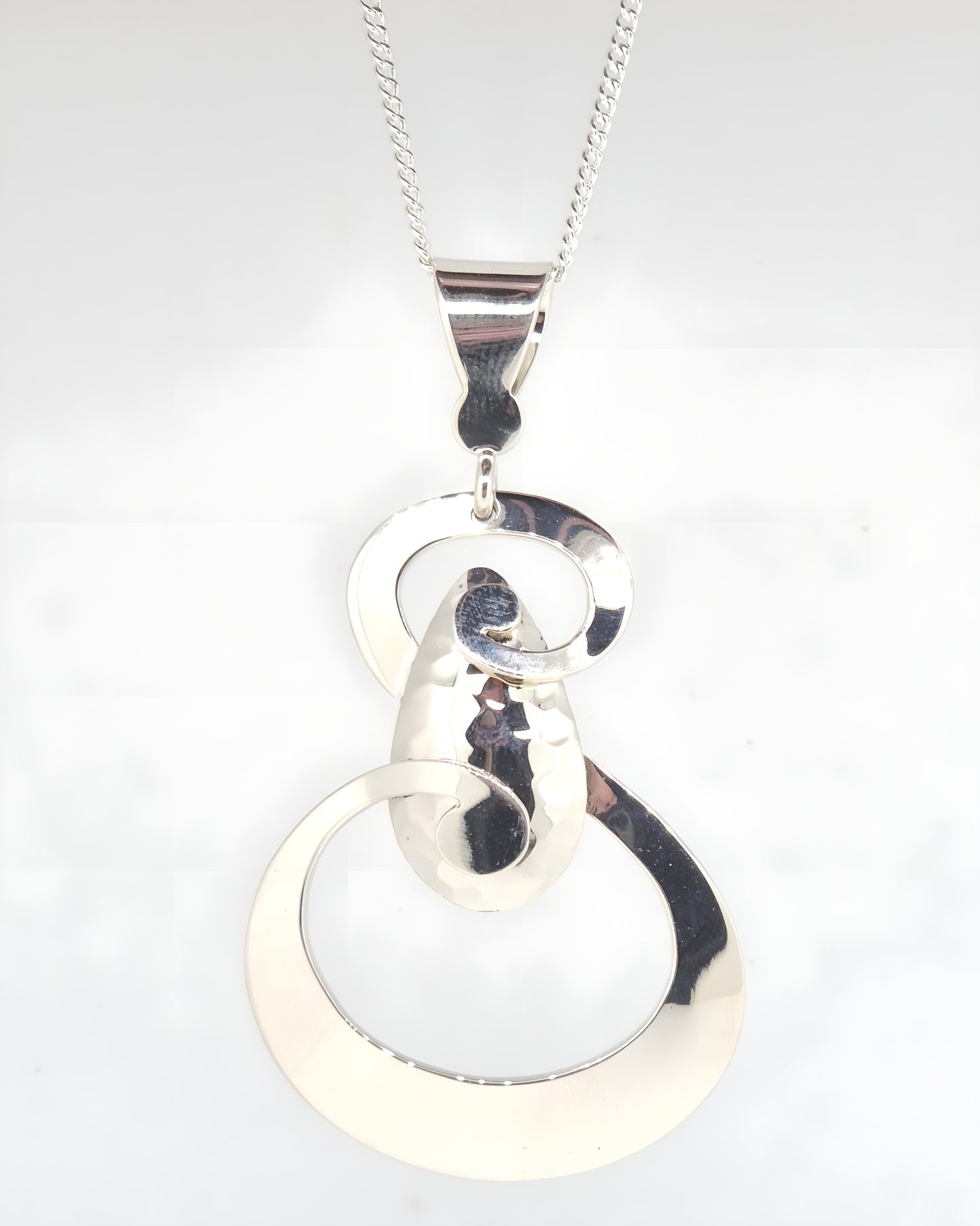 Modern Sterling Silver Swirl Pendant