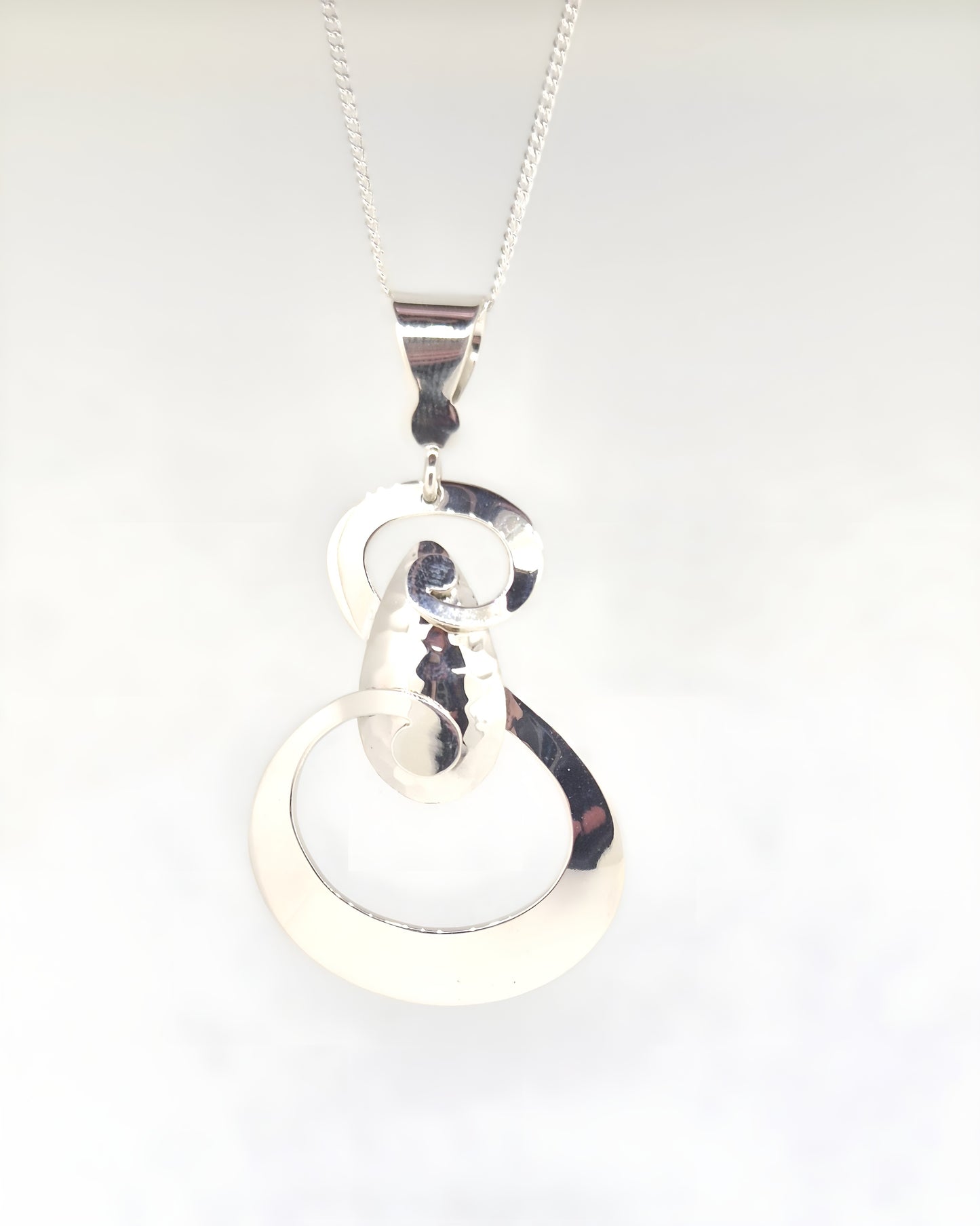 Modern Sterling Silver Swirl Pendant