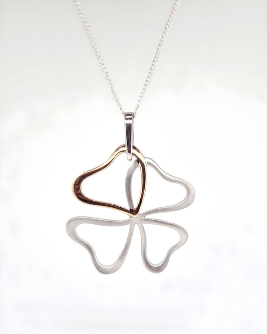 Sueno Collection - Sterling Silver & Rose Gold Clover Pendant
