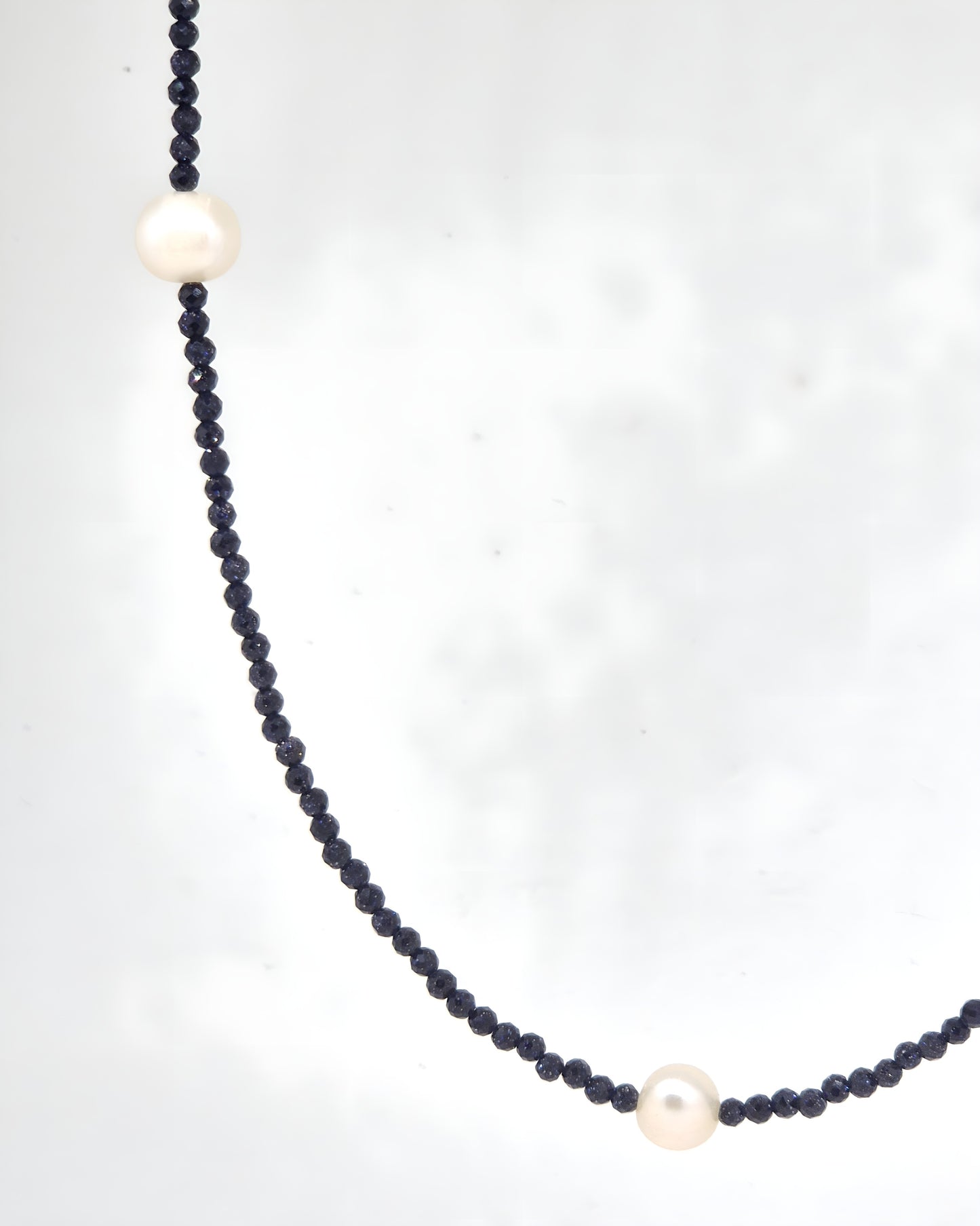 Deep Navy Spinel & Freshwater Pearl Necklace