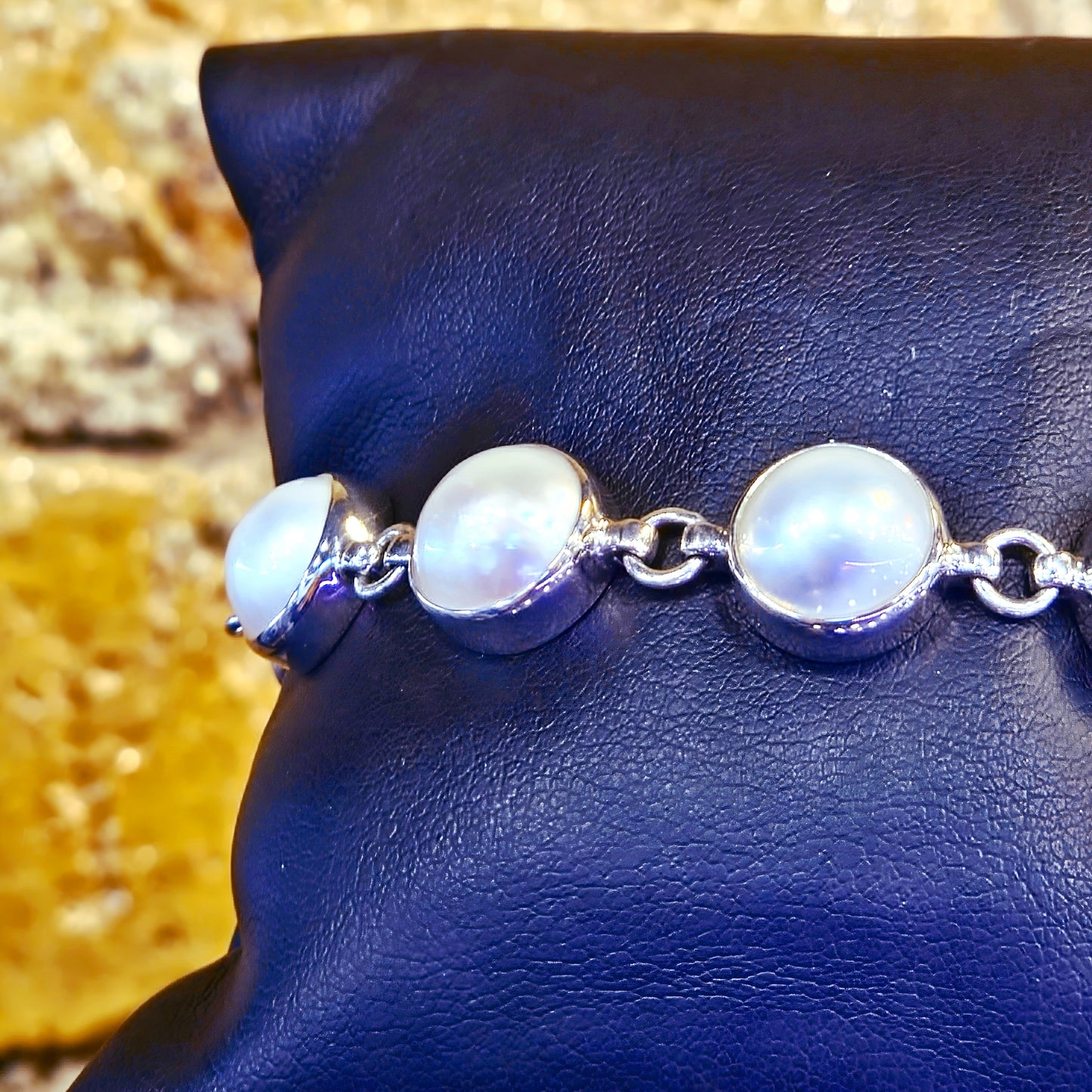 Sterling Silver Mother of Pearl Link Bracelet