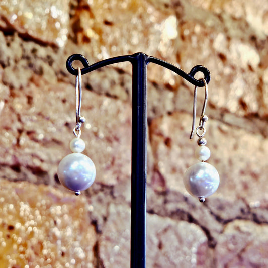 Double Freshwater Pearl Drop Earrings