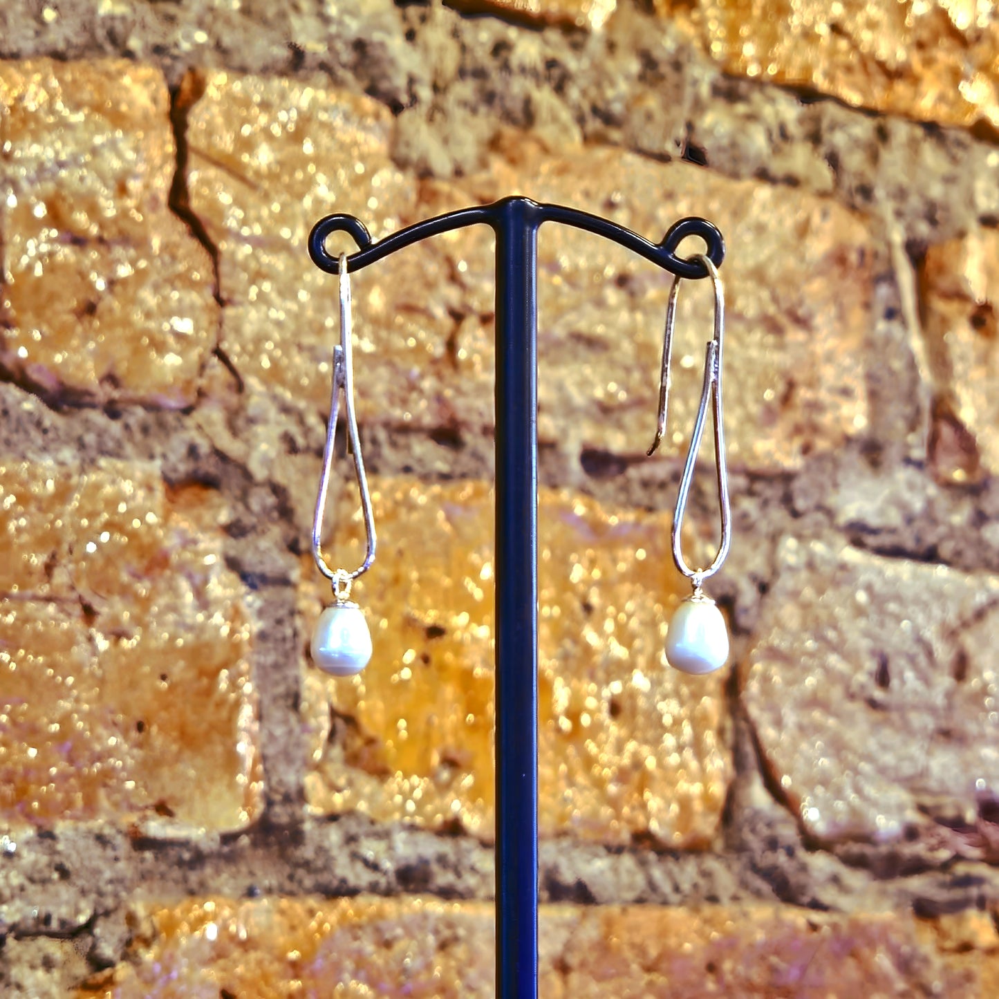 Long Teardrop Pearl Drop Earrings
