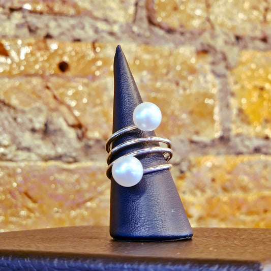 Double Freshwater Pearl Wrap Ring