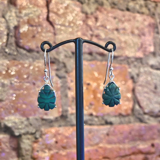 Carved Malachite Drop Earrings