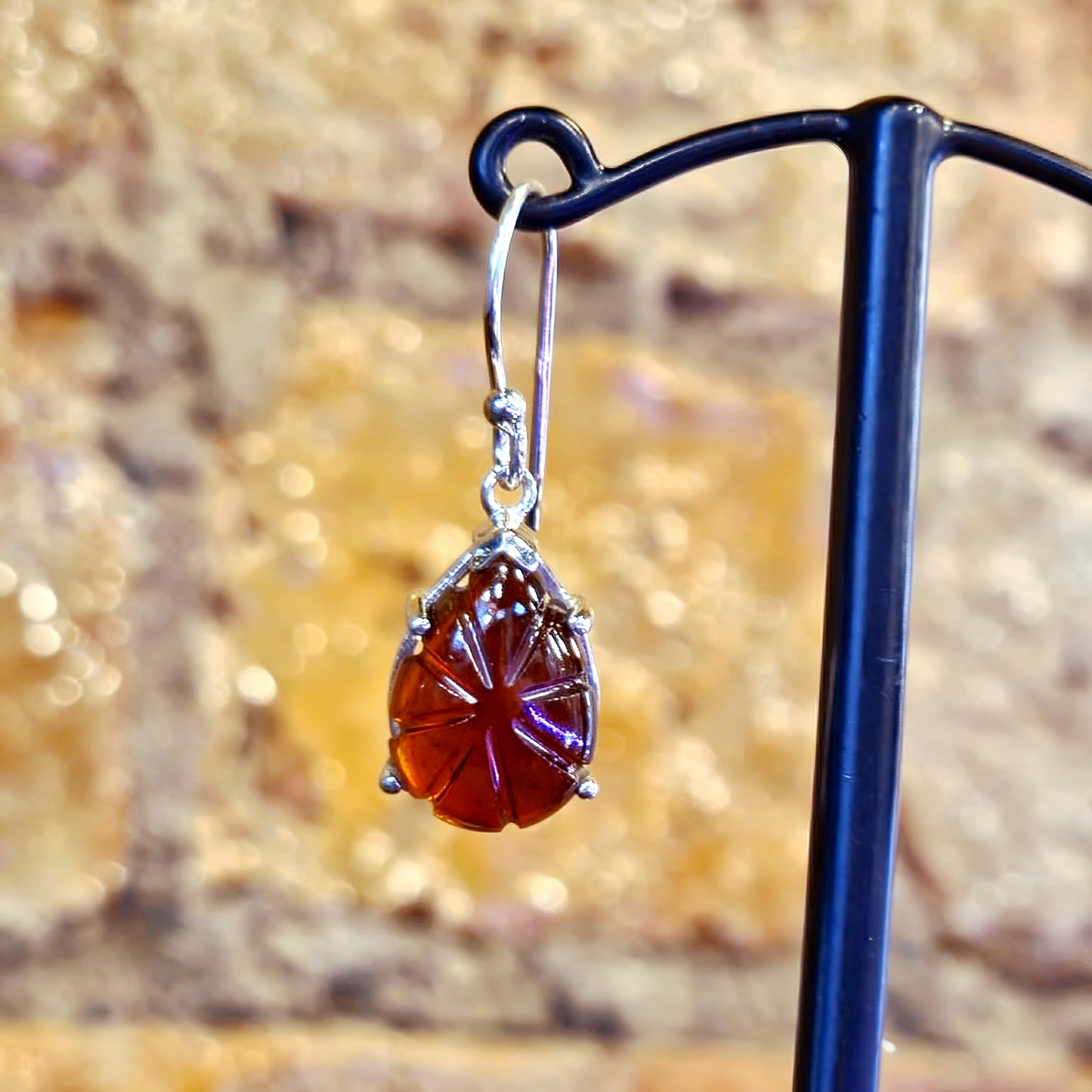 Carved Tourmaline Drop Earrings