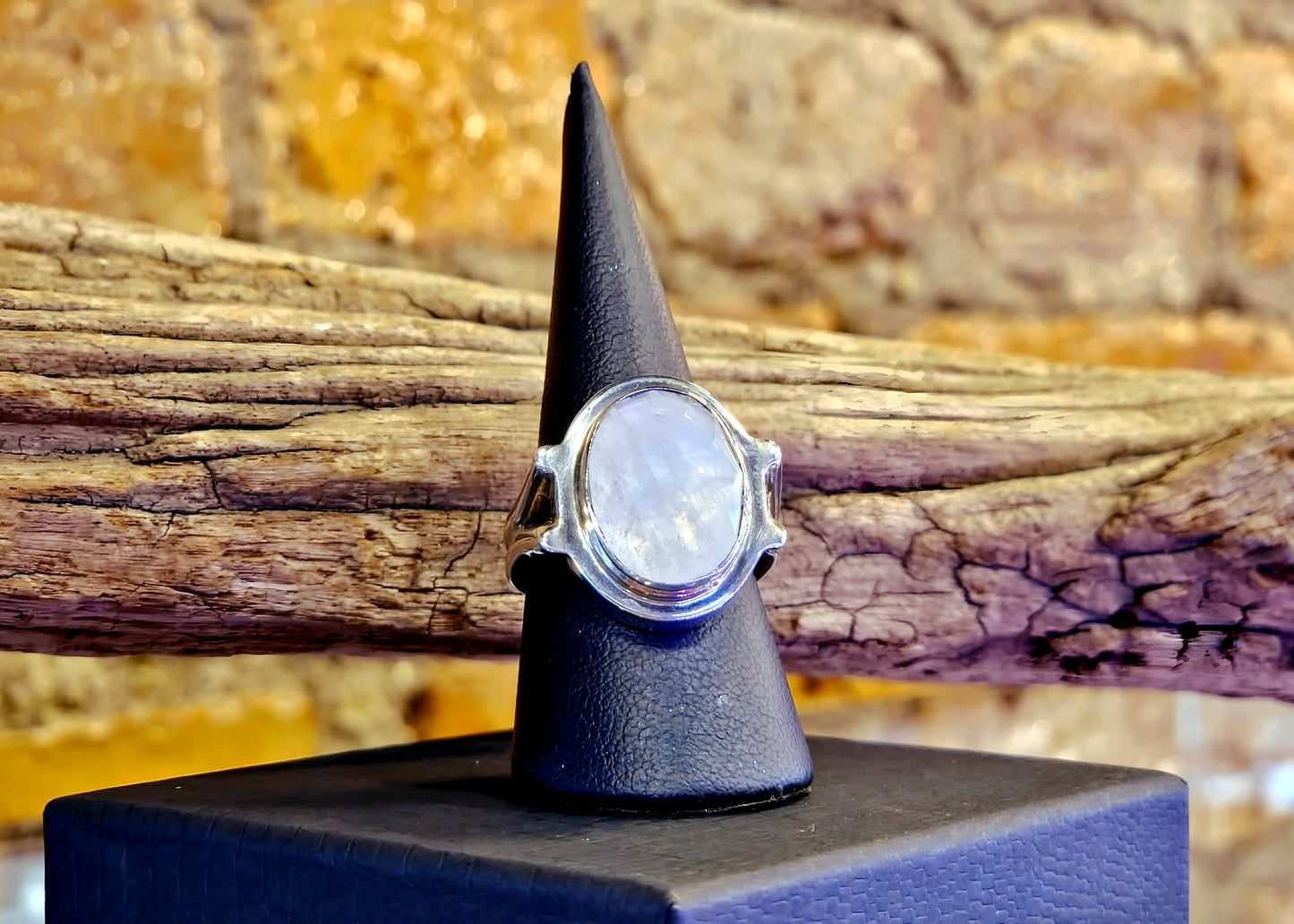 Faceted Moonstone Ring with Decorative Bezel
