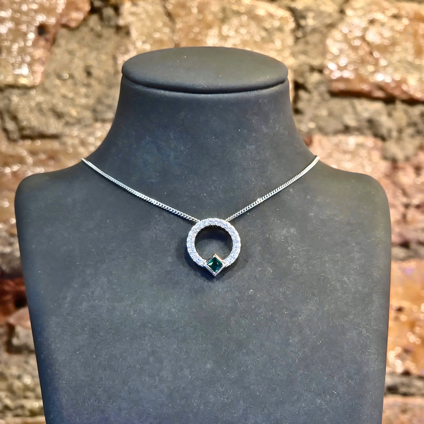 Emerald CZ Circle Pendant