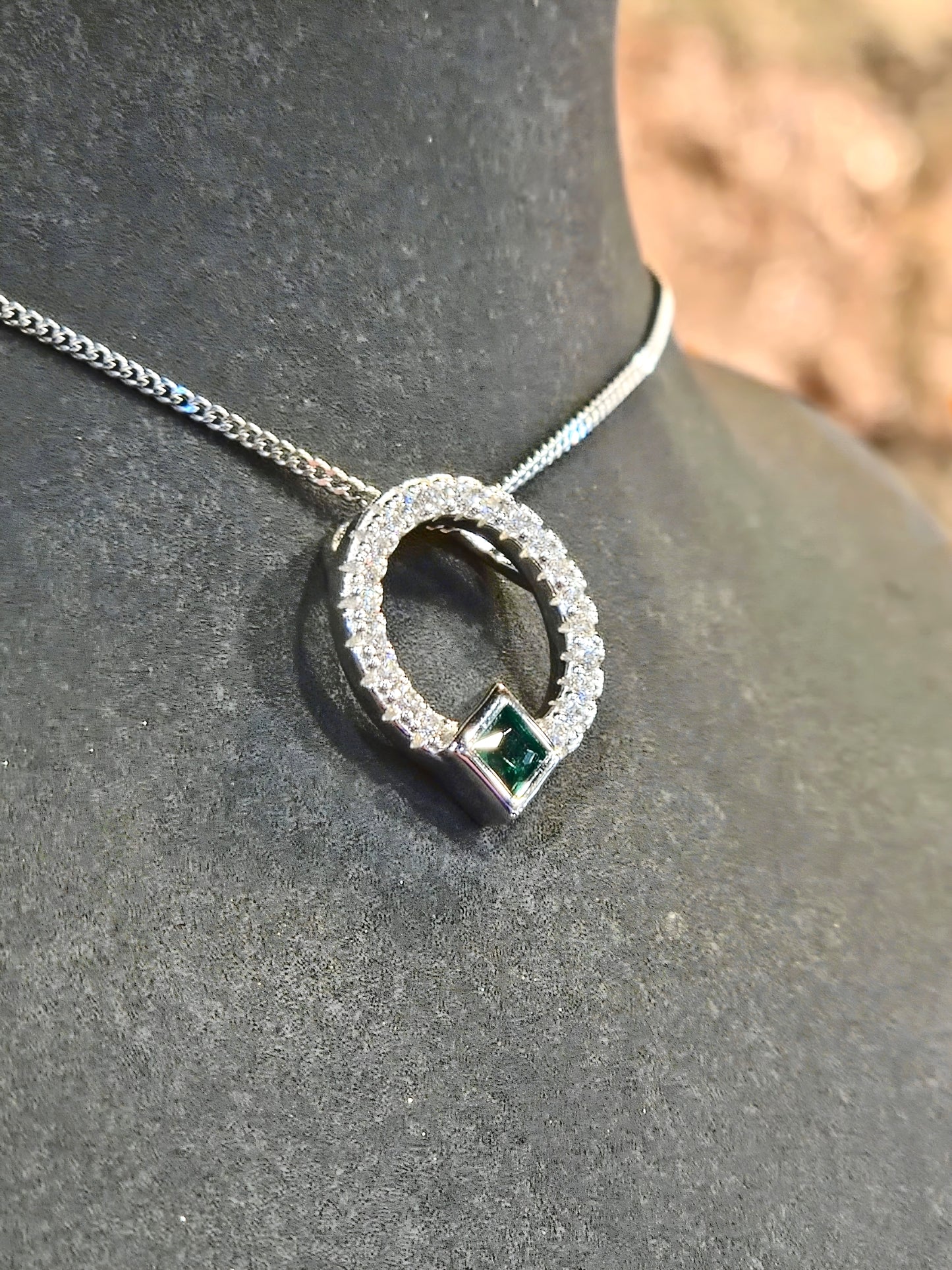 Emerald CZ Circle Pendant