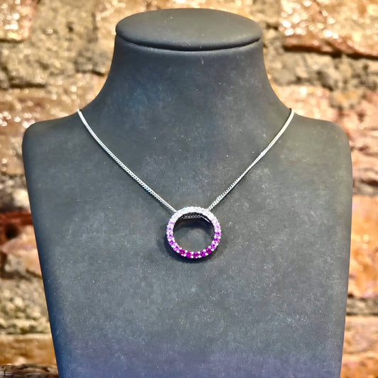 Pink Gradient CZ Circle Pendant
