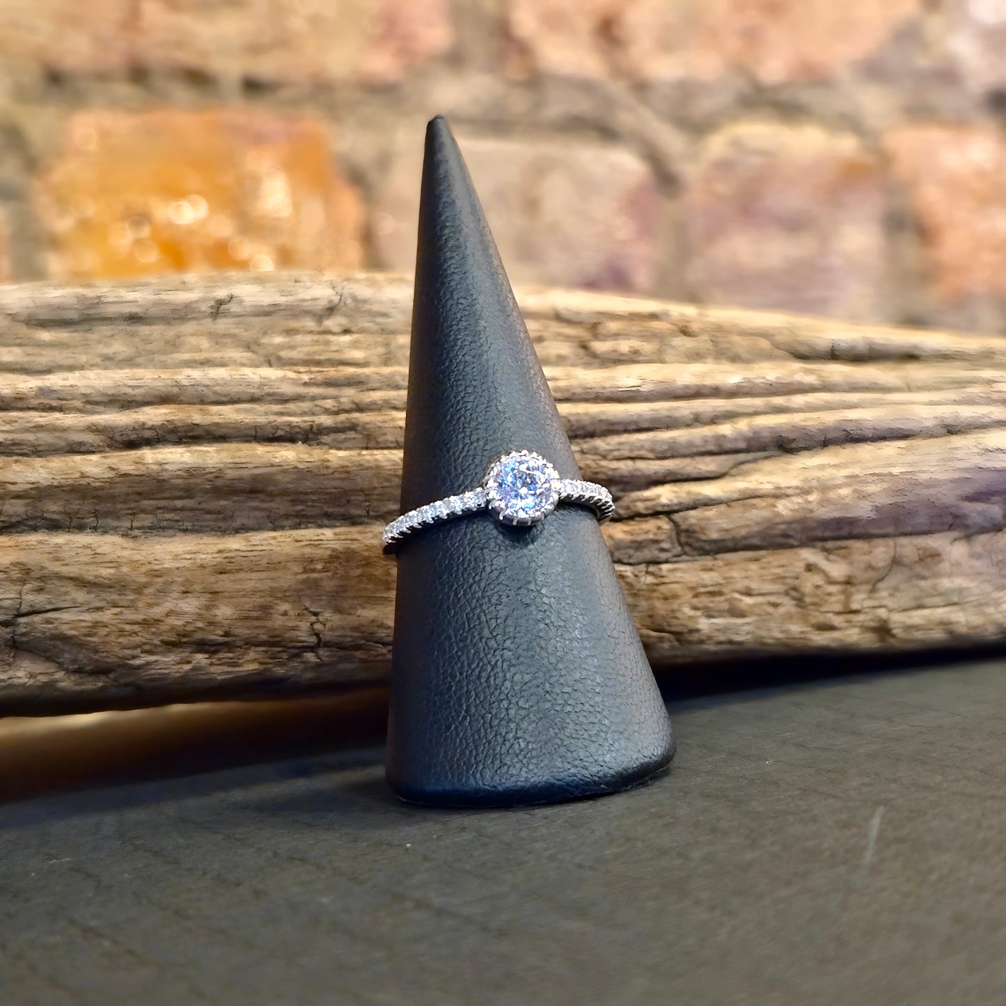 Round CZ Halo Ring