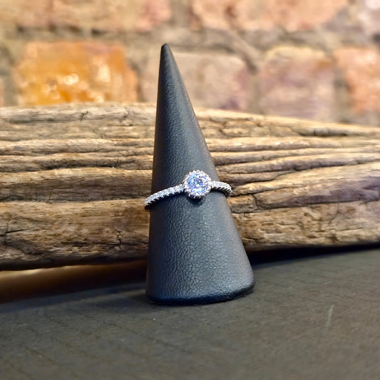 Round CZ Halo Ring