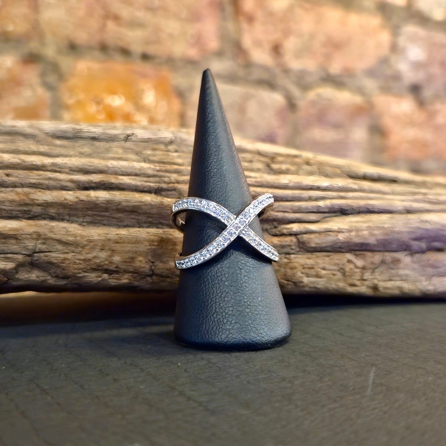 CZ Cross-Over Ring
