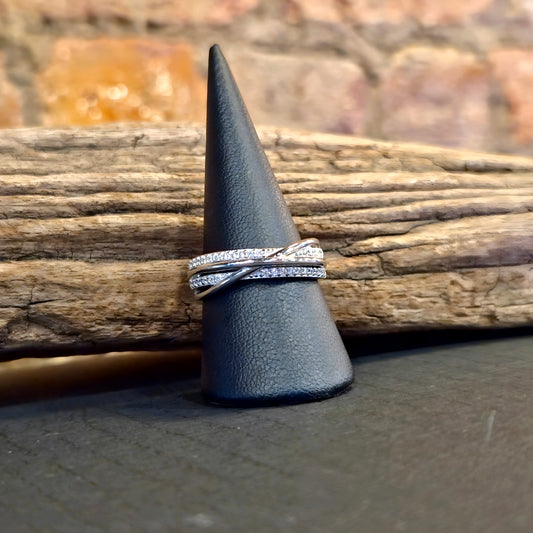 Multi-BandTwist CZ Ring