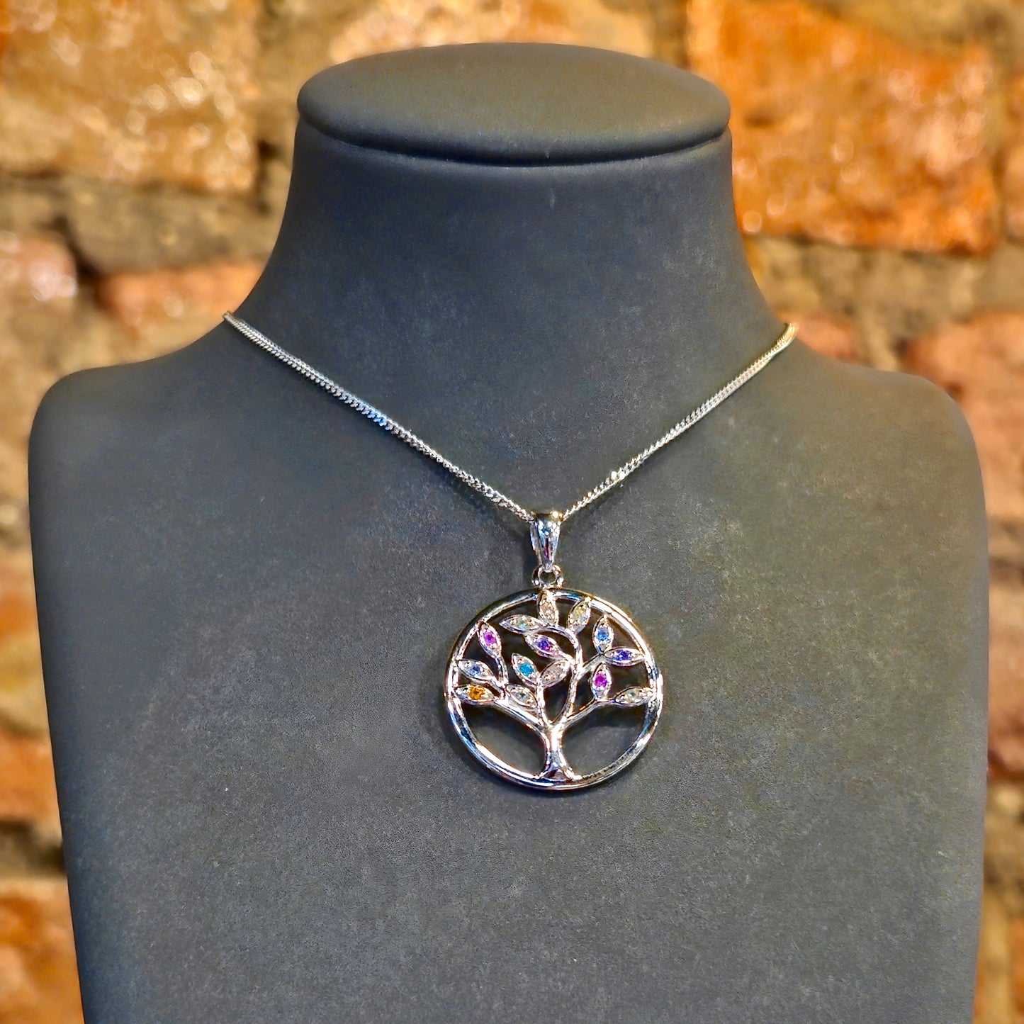Coloured CZ Tree of Life Pendant