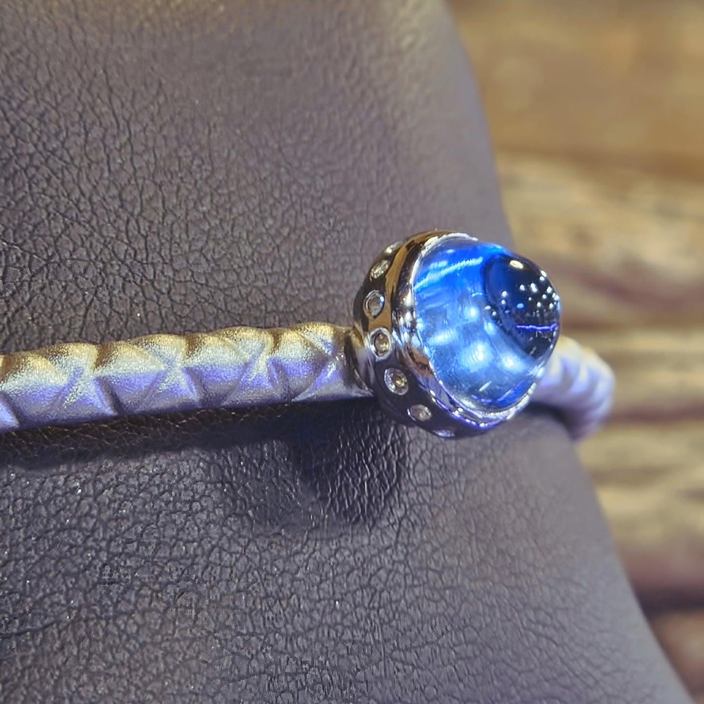 Sterling Silver & Blue Stone Cabochon Bangle