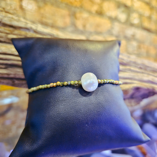 Natural Gemstone & Freshwater Pearl Bracelet