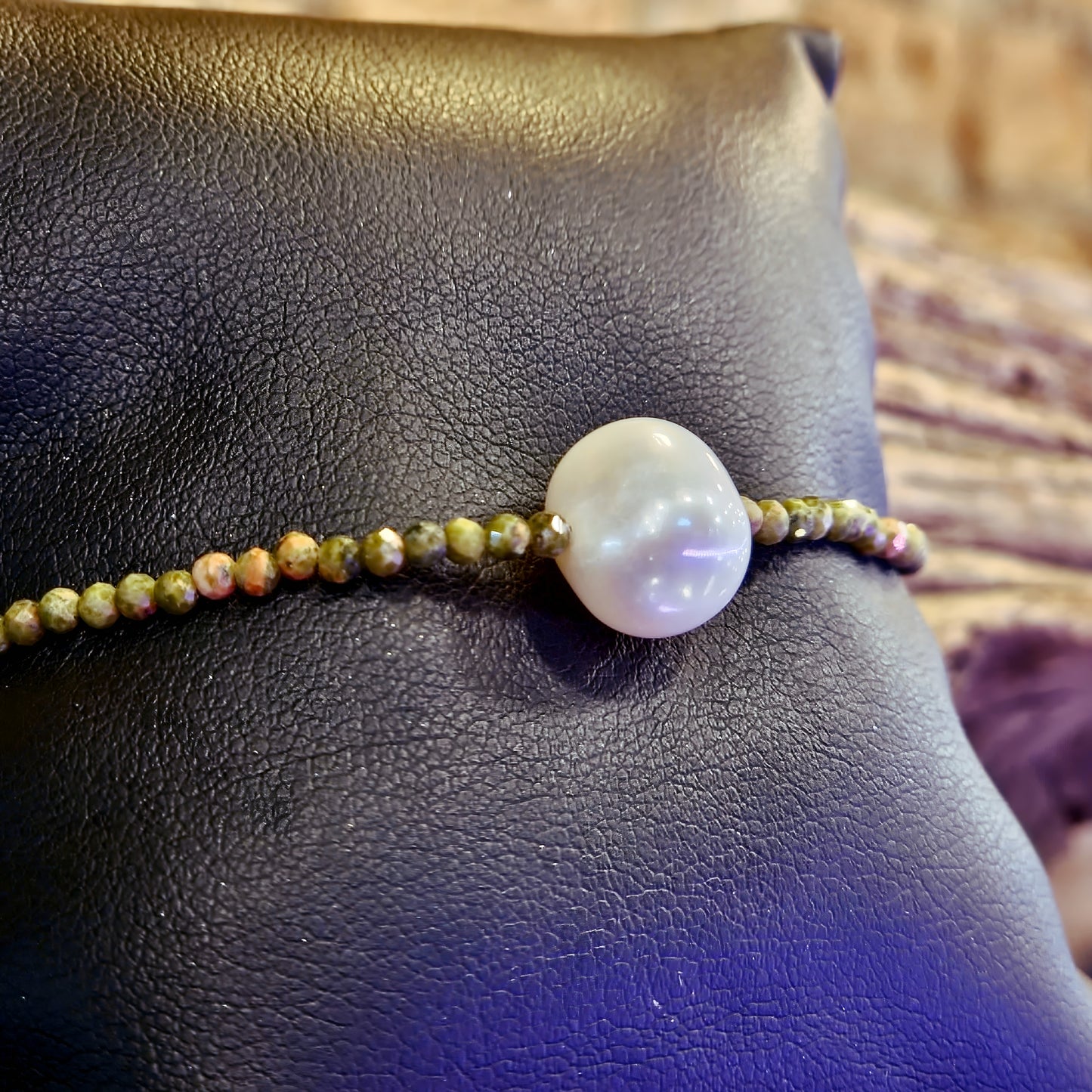 Natural Gemstone & Freshwater Pearl Bracelet