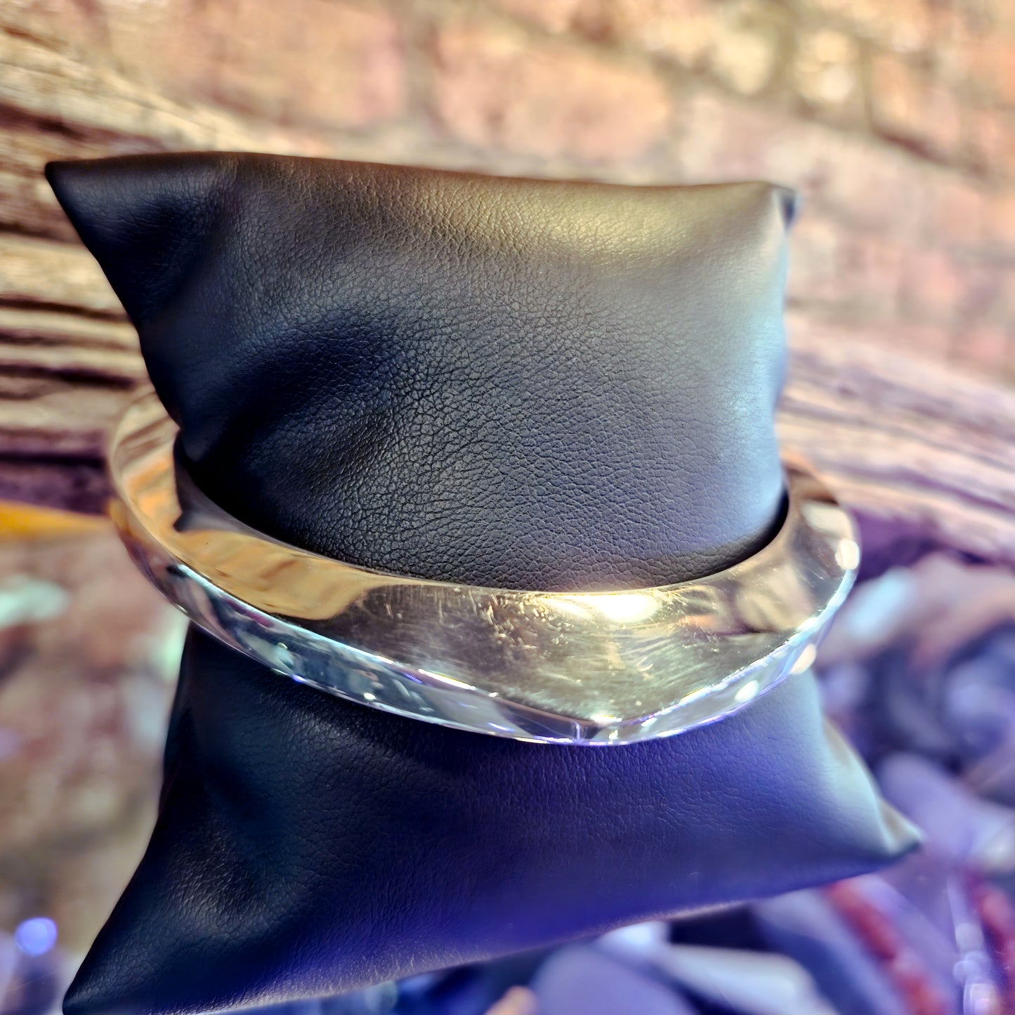 Triangular Twist Sterling Silver Bangle
