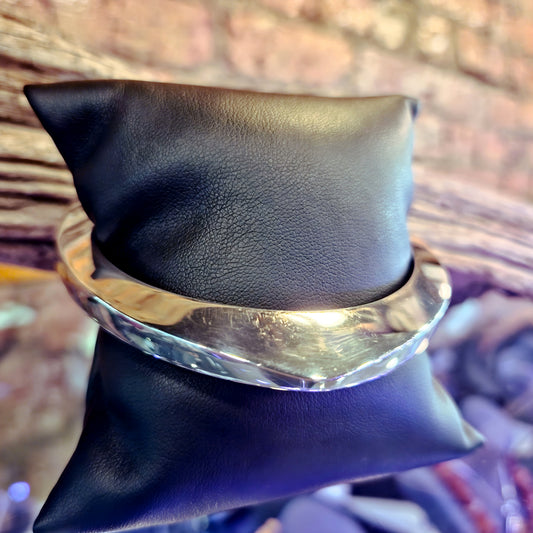 Triangular Twist Sterling Silver Bangle