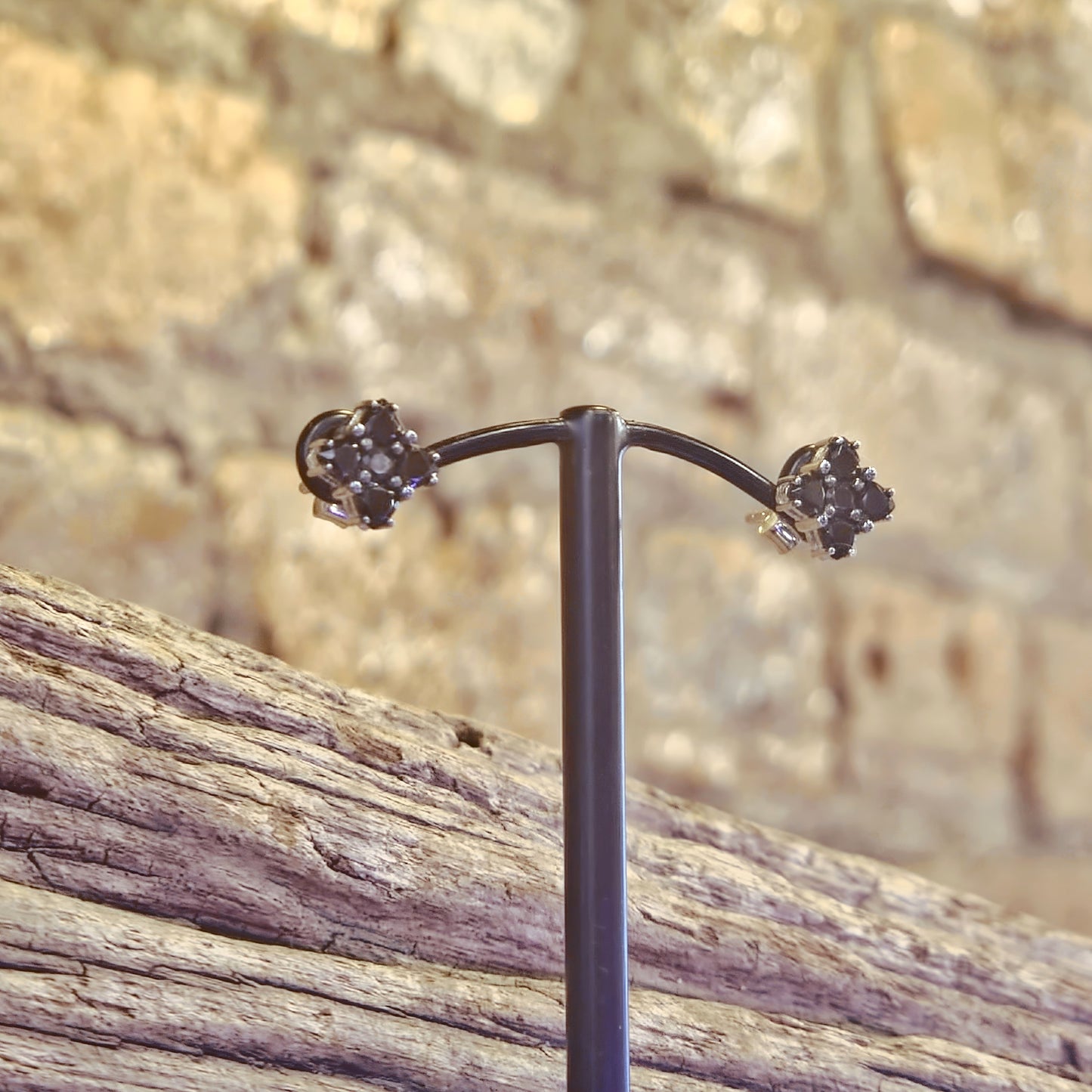 Black Zirconia Stud Earrings