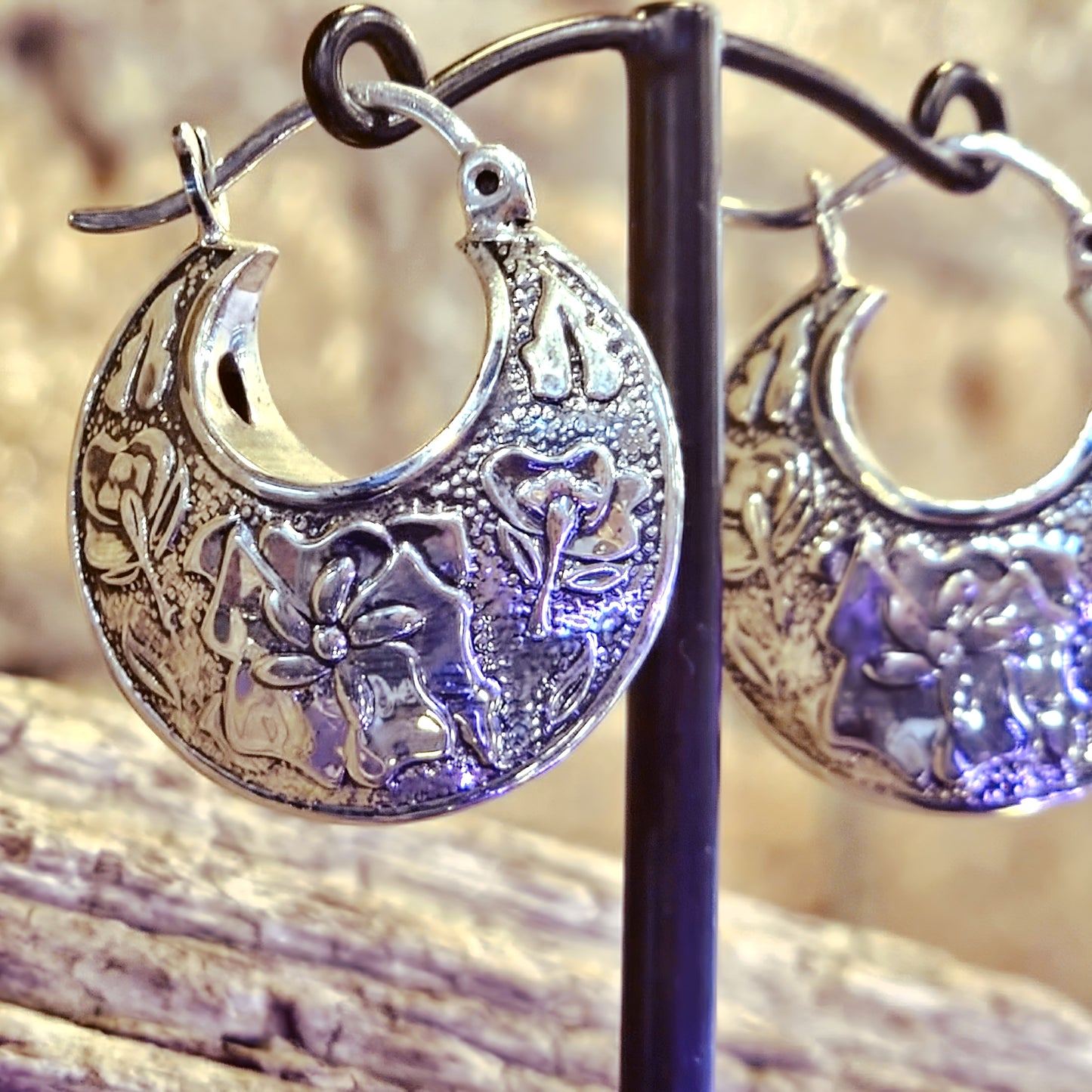 Engraved Floral basket hoops
