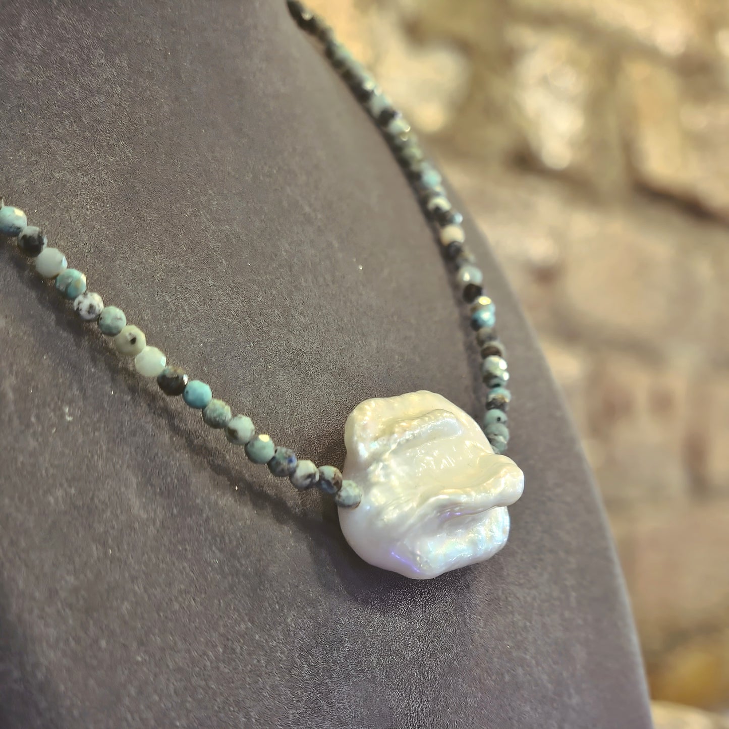 Natural Gemstone & Pearl Necklace