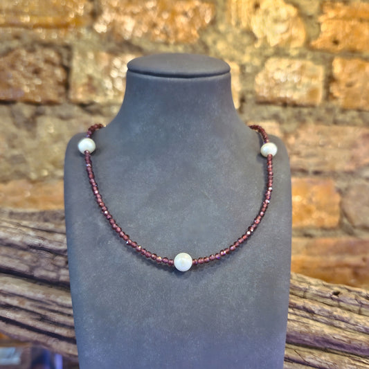 Garnet & Freshwater Pearl Necklace