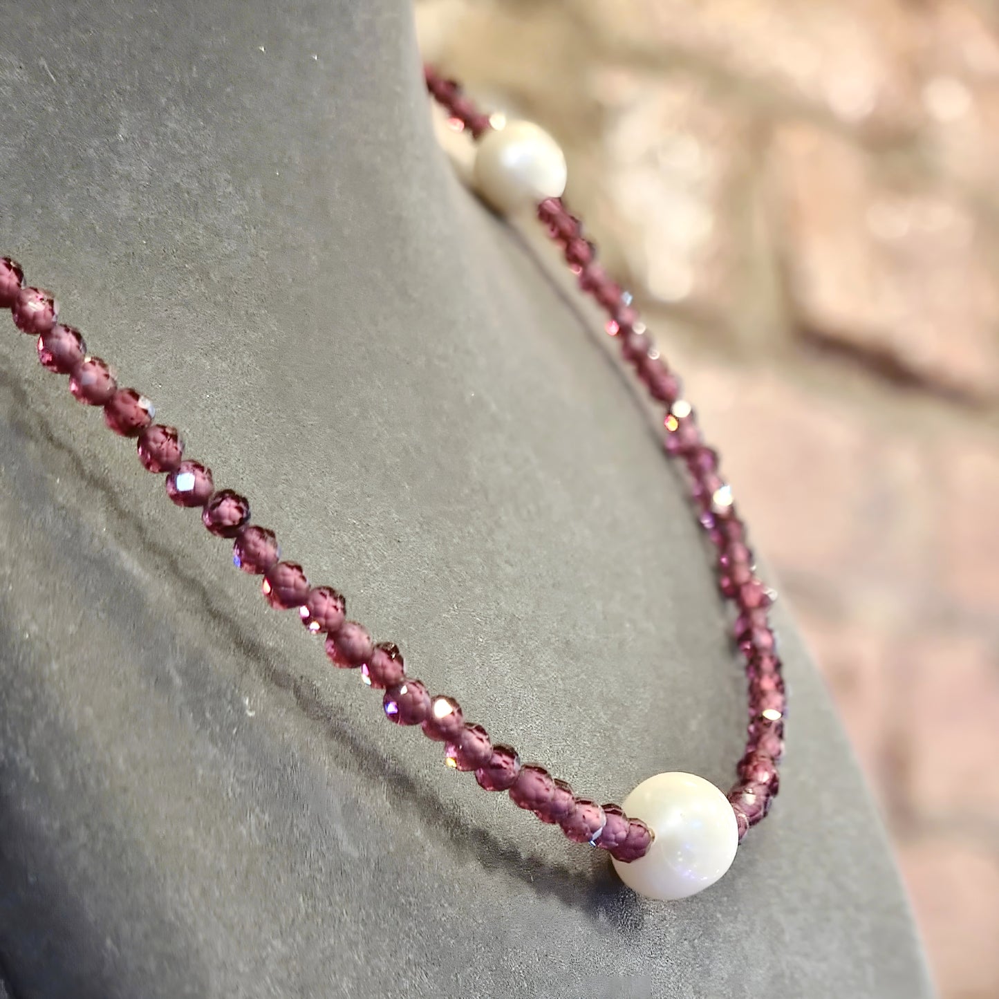 Garnet & Freshwater Pearl Necklace