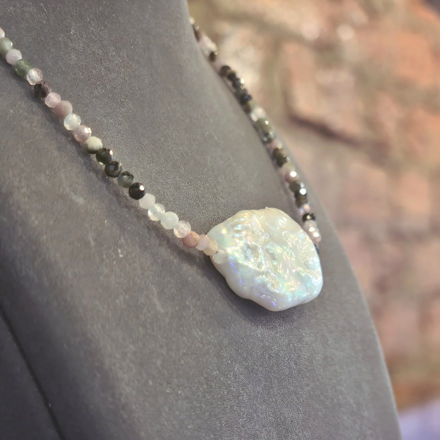 Natural Gemstone & Pearl Necklace