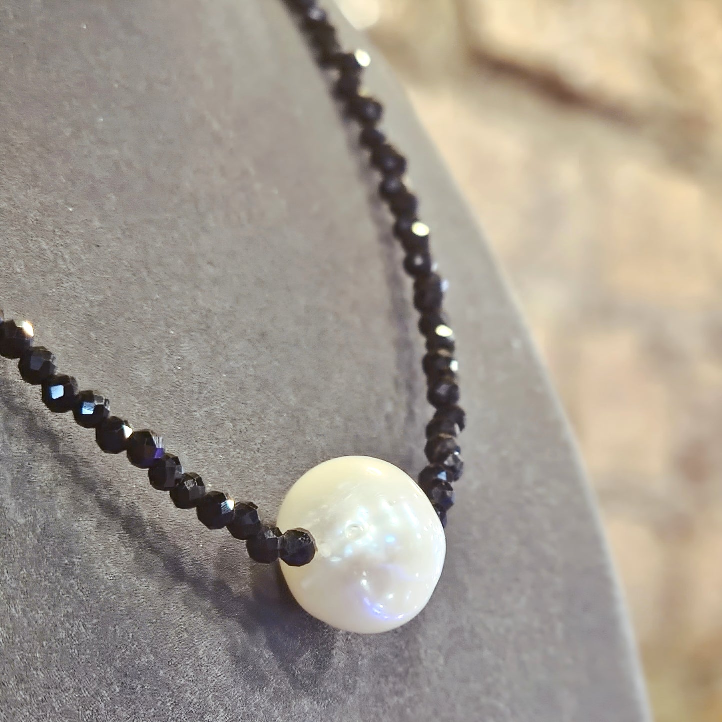 Black Spinel & Freshwater Pearl Necklace