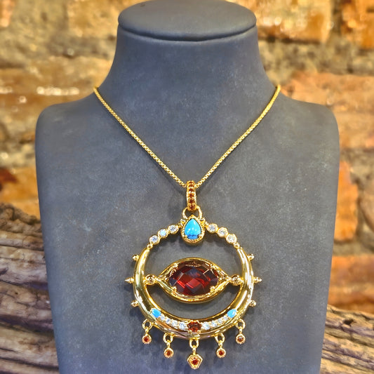 ELYNDRA PENDANT WITH RED ZIRCONIA STONE