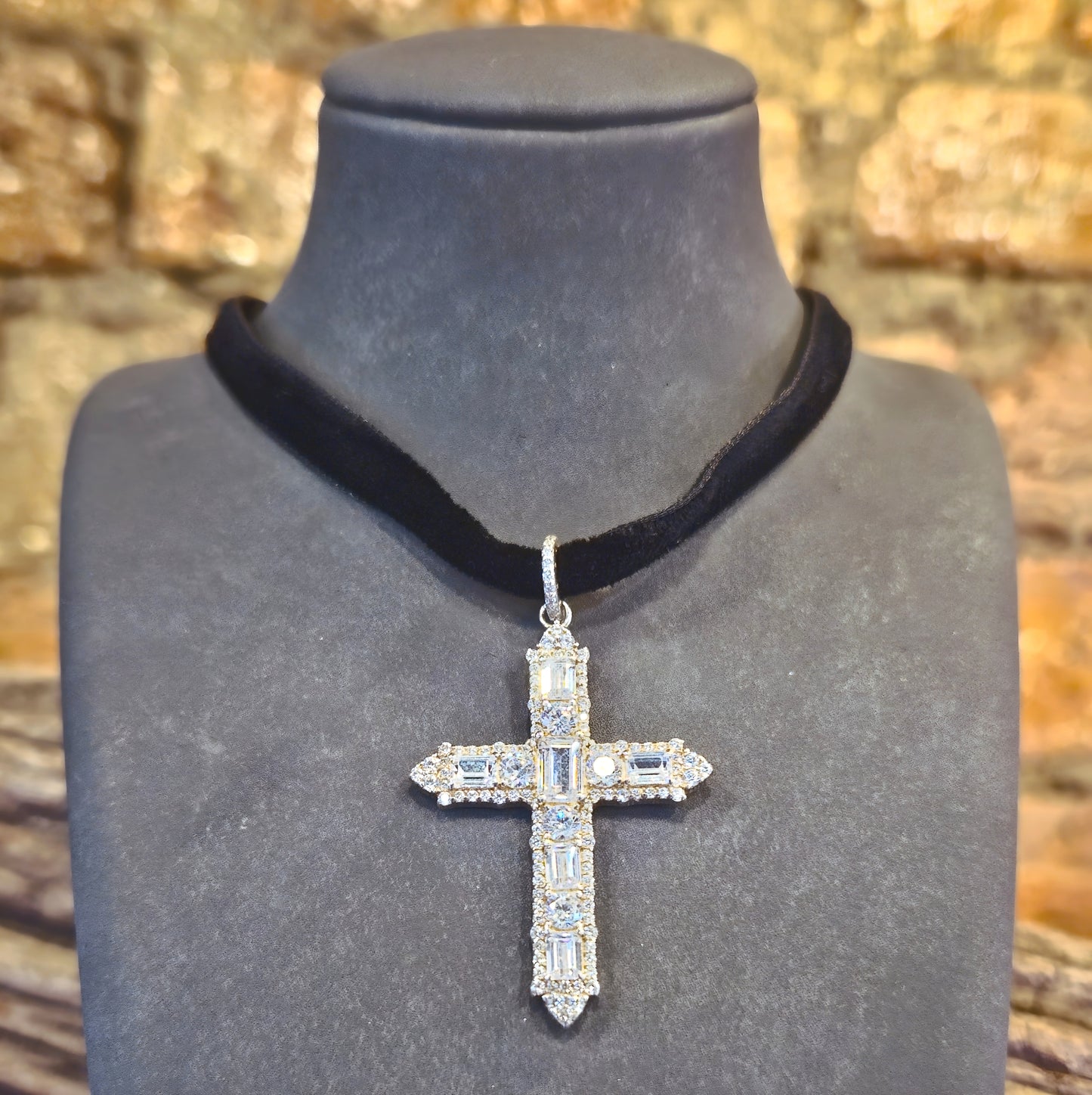 Cross Pendant with White Zirconia