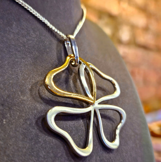Sueno Collection - Sterling Silver & Rose Gold Clover Pendant