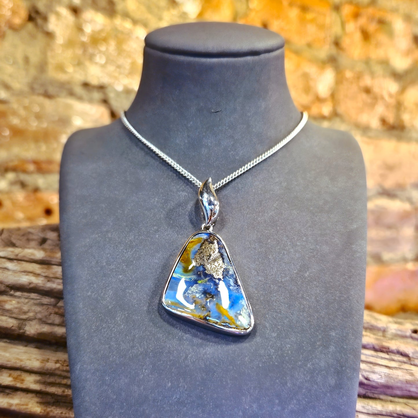 Natural Boulder Opal Pendant - Queensland