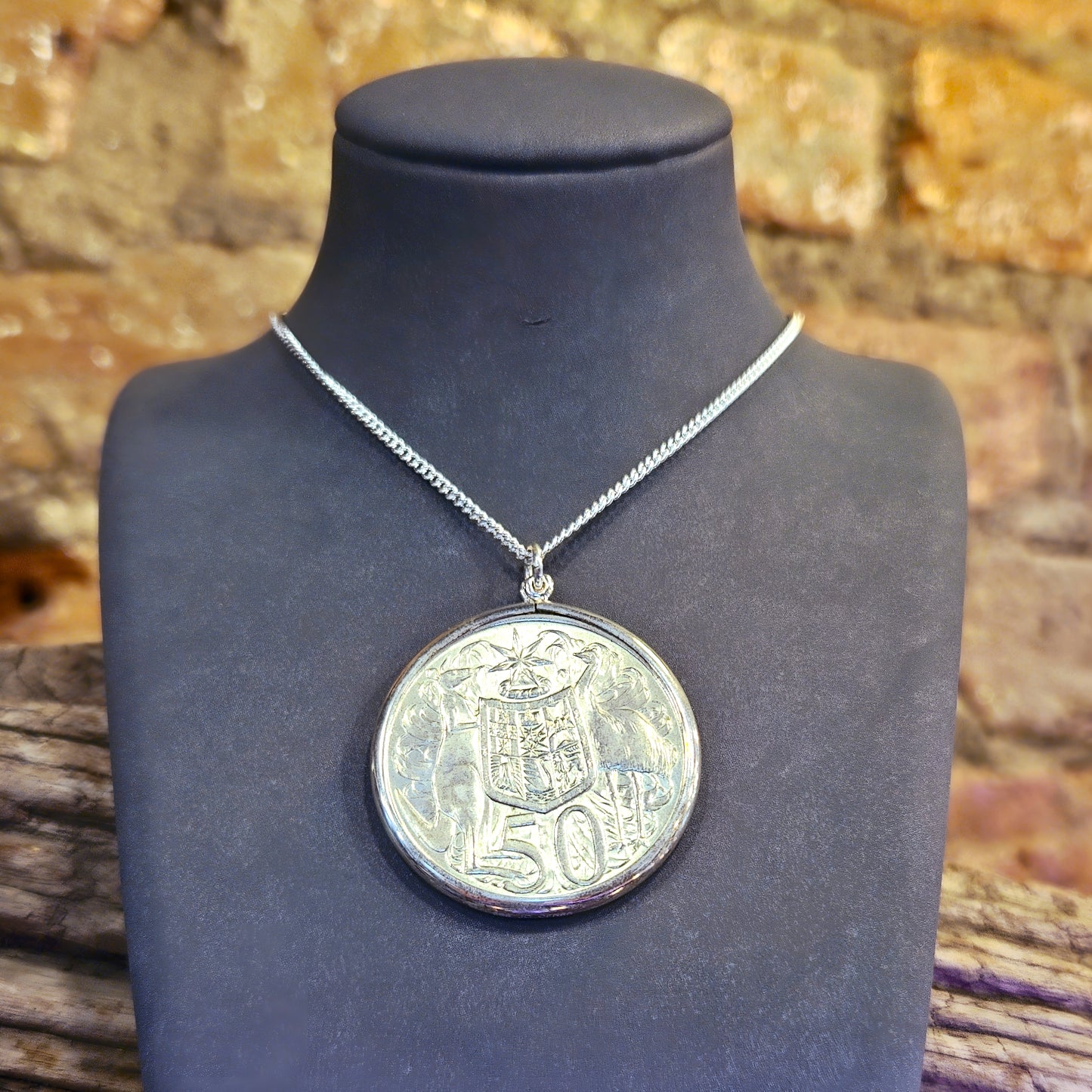 Round 50c Coin Pendant