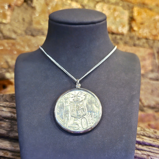 Round 50c Coin Pendant