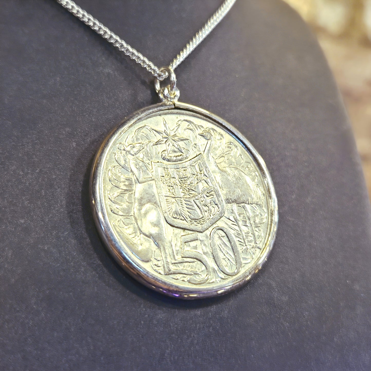 Round 50c Coin Pendant