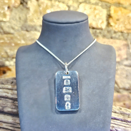 Rectangle Silver Ingot Pendant
