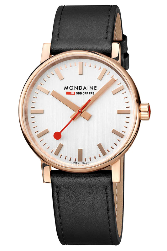 Mondaine EVO 2 - Rose Gold and Black Leather
