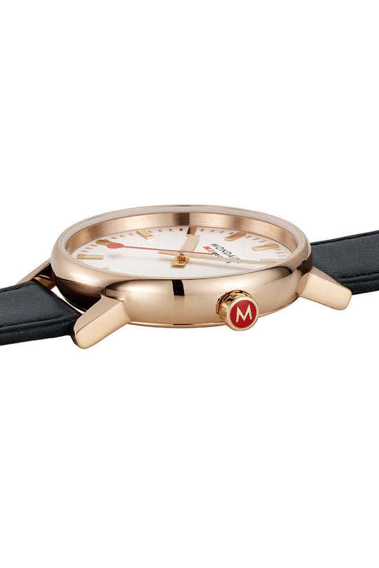 Mondaine EVO 2 - Rose Gold and Black Leather
