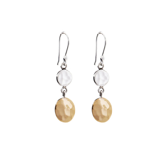 Silver and Brass Hammered Earrings