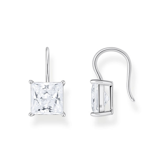 Square CZ Hook Earrings.