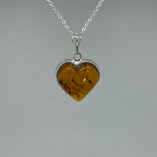 Amber heart pendant
