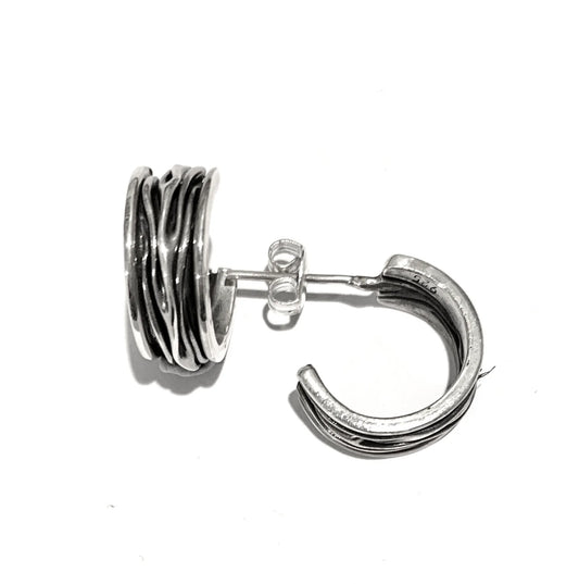 Textured Silver Hoop Earrings
